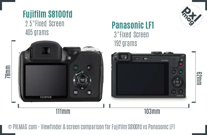 Fujifilm S8100fd vs Panasonic LF1 Screen and Viewfinder comparison Fujifilm S8100fd vs Panasonic LF1 Screen and Viewfinder comparison