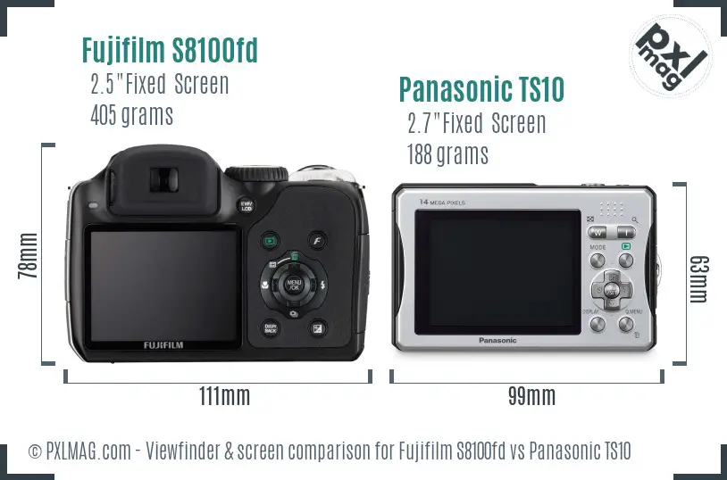 Fujifilm S8100fd vs Panasonic TS10 Screen and Viewfinder comparison
