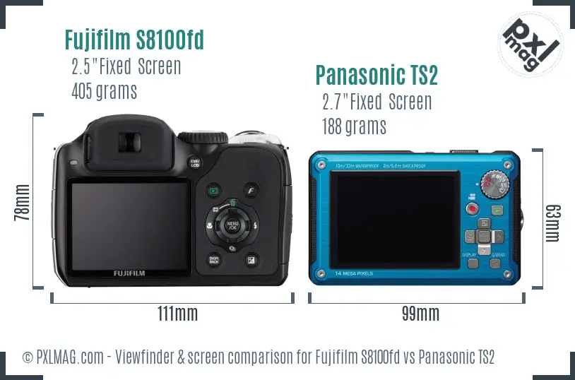 Fujifilm S8100fd vs Panasonic TS2 Screen and Viewfinder comparison