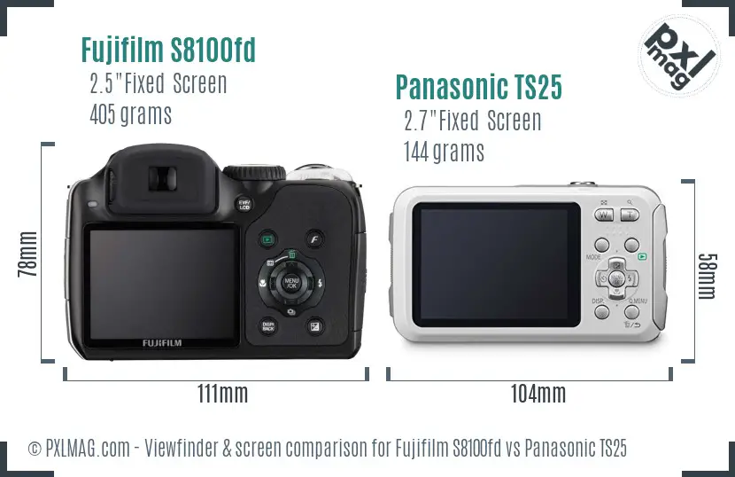 Fujifilm S8100fd vs Panasonic TS25 Screen and Viewfinder comparison Fujifilm S8100fd vs Panasonic TS25 Screen and Viewfinder comparison