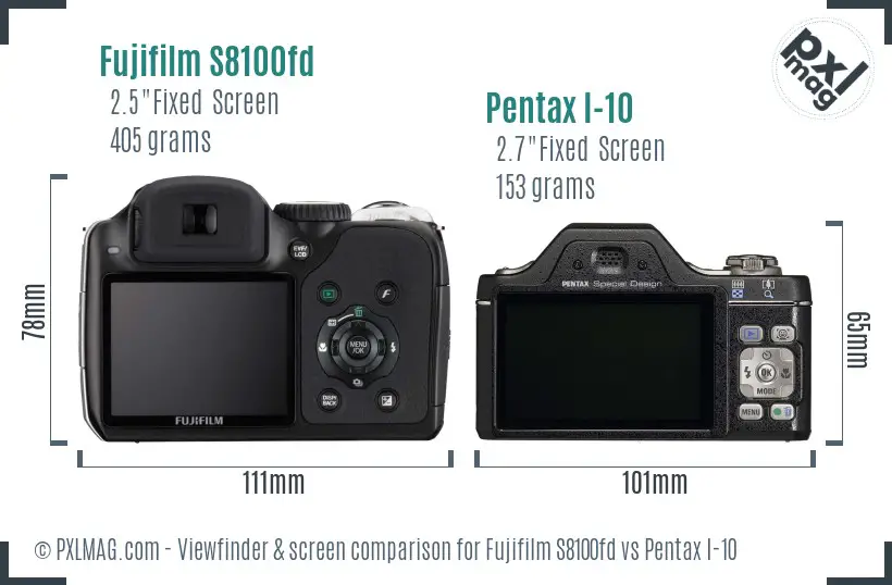 Fujifilm S8100fd vs Pentax I-10 Screen and Viewfinder comparison