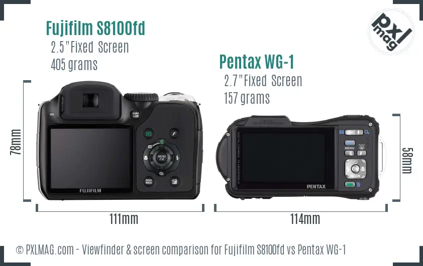 Fujifilm S8100fd vs Pentax WG-1 Screen and Viewfinder comparison Fujifilm S8100fd vs Pentax WG-1 Screen and Viewfinder comparison