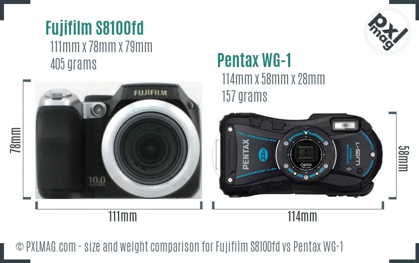 Fujifilm S8100fd vs Pentax WG-1 size comparison Fujifilm S8100fd vs Pentax WG-1 size comparison
