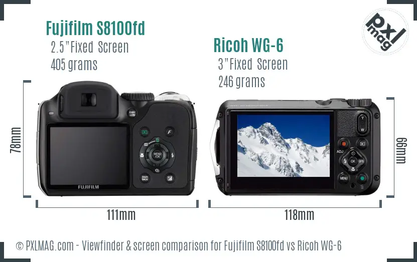 Fujifilm S8100fd vs Ricoh WG-6 Screen and Viewfinder comparison Fujifilm S8100fd vs Ricoh WG-6 Screen and Viewfinder comparison