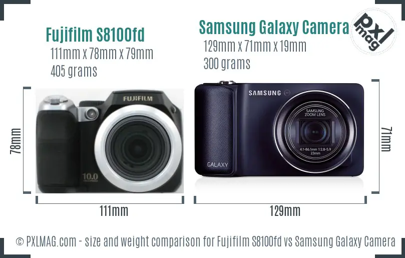 Fujifilm S8100fd vs Samsung Galaxy Camera size comparison