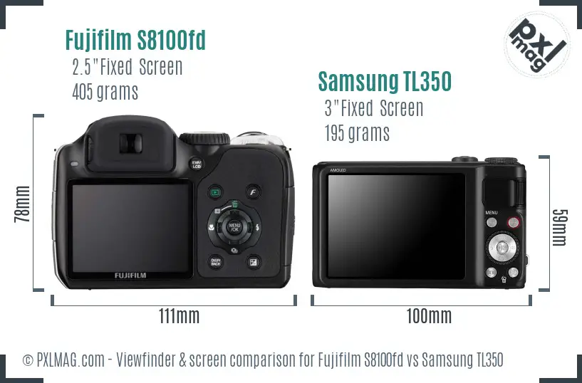Fujifilm S8100fd vs Samsung TL350 Screen and Viewfinder comparison Fujifilm S8100fd vs Samsung TL350 Screen and Viewfinder comparison