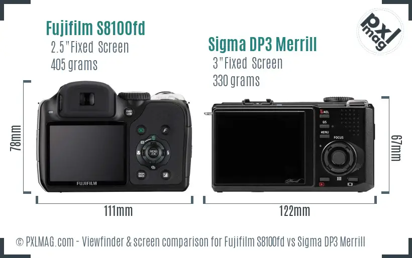 Fujifilm S8100fd vs Sigma DP3 Merrill Screen and Viewfinder comparison Fujifilm S8100fd vs Sigma DP3 Merrill Screen and Viewfinder comparison