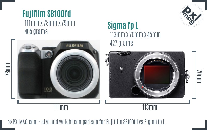 Fujifilm S8100fd vs Sigma fp L size comparison Fujifilm S8100fd vs Sigma fp L size comparison