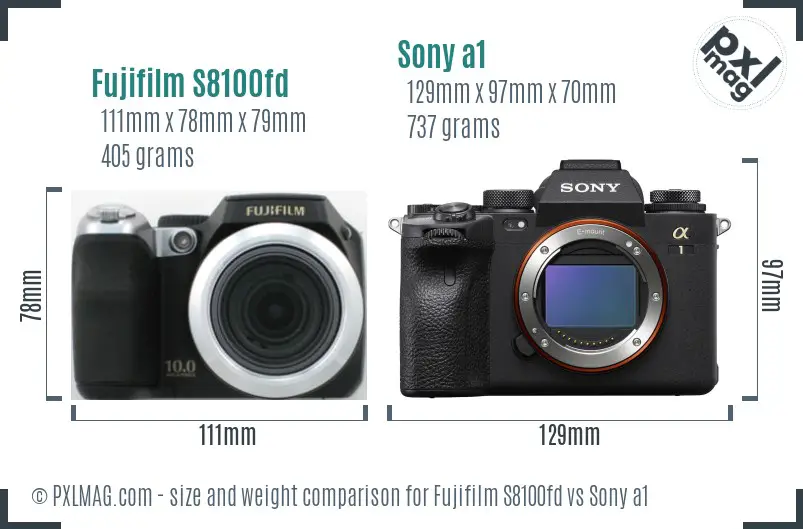 Fujifilm S8100fd vs Sony a1 size comparison