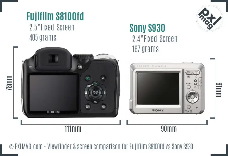 Fujifilm S8100fd vs Sony S930 Screen and Viewfinder comparison Fujifilm S8100fd vs Sony S930 Screen and Viewfinder comparison