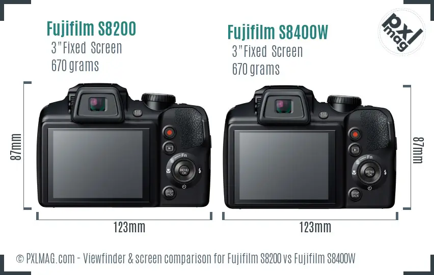Fujifilm S8200 vs Fujifilm S8400W Screen and Viewfinder comparison