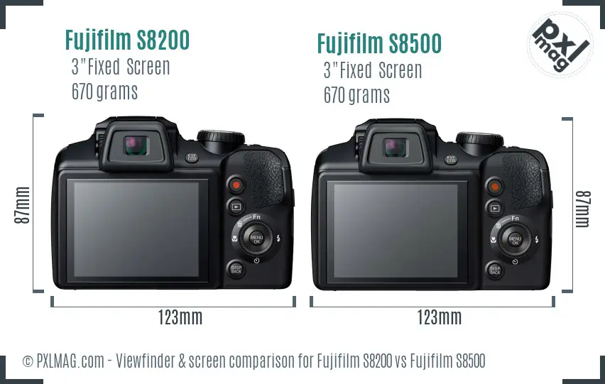 Fujifilm S8200 vs Fujifilm S8500 Screen and Viewfinder comparison