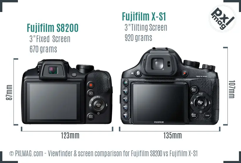 Fujifilm S8200 vs Fujifilm X-S1 Screen and Viewfinder comparison