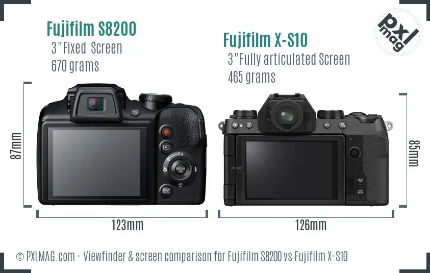 Fujifilm S8200 vs Fujifilm X-S10 Screen and Viewfinder comparison