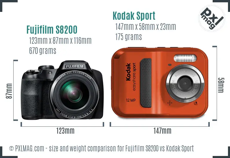 Fujifilm S8200 vs Kodak Sport size comparison