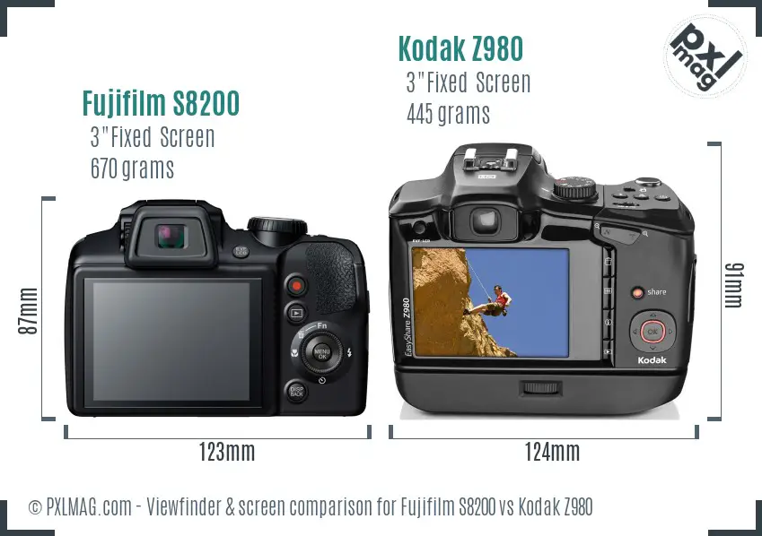 Fujifilm S8200 vs Kodak Z980 Screen and Viewfinder comparison Fujifilm S8200 vs Kodak Z980 Screen and Viewfinder comparison