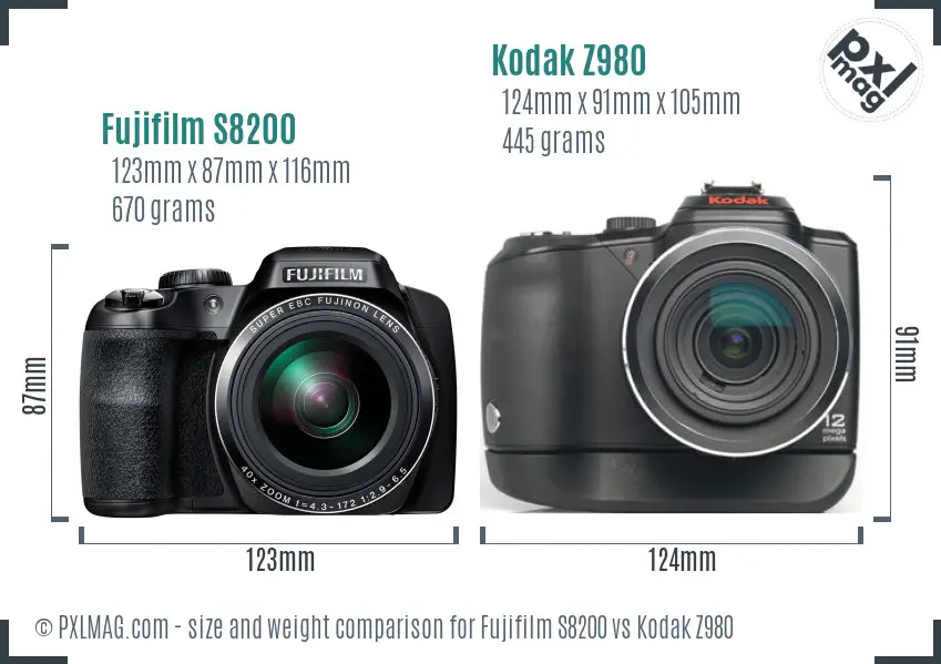 Fujifilm S8200 vs Kodak Z980 size comparison Fujifilm S8200 vs Kodak Z980 size comparison