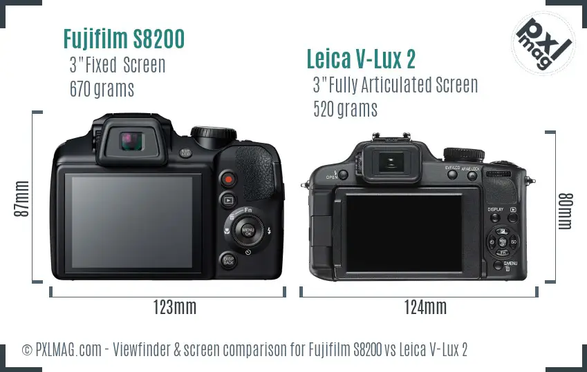 Fujifilm S8200 vs Leica V-Lux 2 Screen and Viewfinder comparison