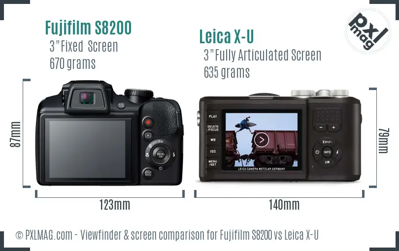Fujifilm S8200 vs Leica X-U Screen and Viewfinder comparison