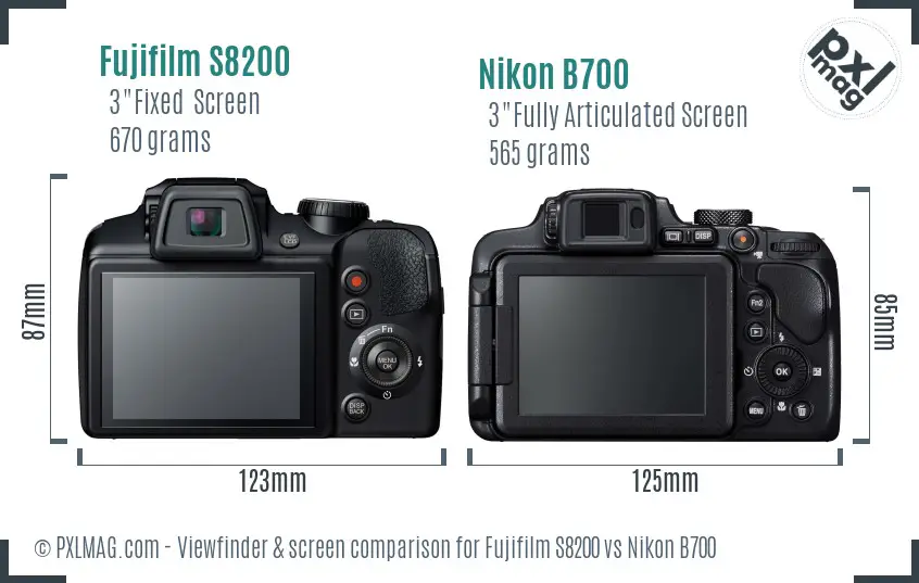 Fujifilm S8200 vs Nikon B700 Screen and Viewfinder comparison