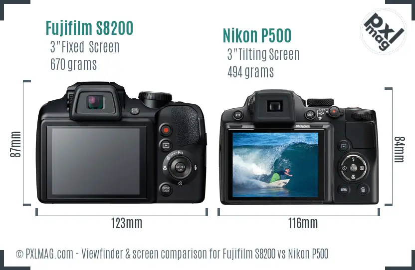 Fujifilm S8200 vs Nikon P500 Screen and Viewfinder comparison Fujifilm S8200 vs Nikon P500 Screen and Viewfinder comparison