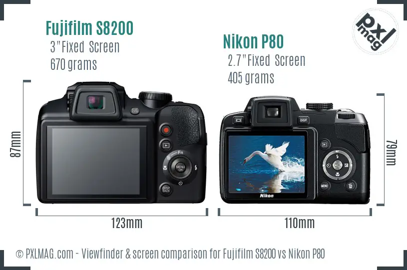 Fujifilm S8200 vs Nikon P80 Screen and Viewfinder comparison Fujifilm S8200 vs Nikon P80 Screen and Viewfinder comparison