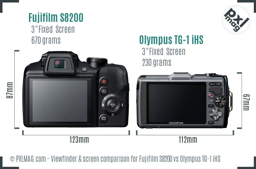 Fujifilm S8200 vs Olympus TG-1 iHS Screen and Viewfinder comparison