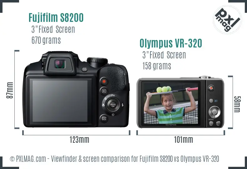 Fujifilm S8200 vs Olympus VR-320 Screen and Viewfinder comparison