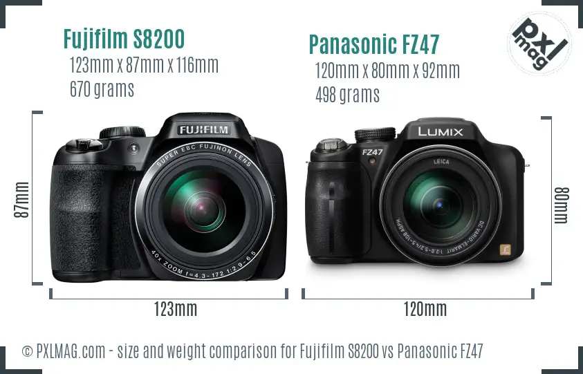 Fujifilm S8200 vs Panasonic FZ47 size comparison