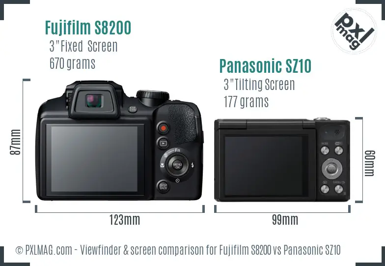 Fujifilm S8200 vs Panasonic SZ10 Screen and Viewfinder comparison Fujifilm S8200 vs Panasonic SZ10 Screen and Viewfinder comparison