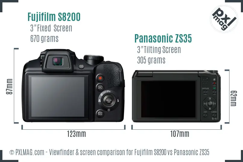Fujifilm S8200 vs Panasonic ZS35 Screen and Viewfinder comparison Fujifilm S8200 vs Panasonic ZS35 Screen and Viewfinder comparison