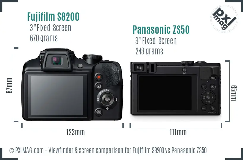 Fujifilm S8200 vs Panasonic ZS50 Screen and Viewfinder comparison Fujifilm S8200 vs Panasonic ZS50 Screen and Viewfinder comparison