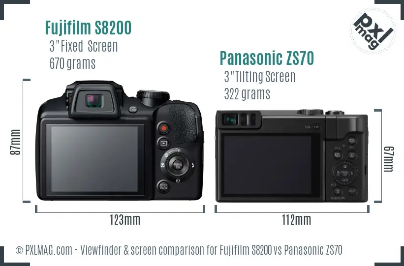 Fujifilm S8200 vs Panasonic ZS70 Screen and Viewfinder comparison