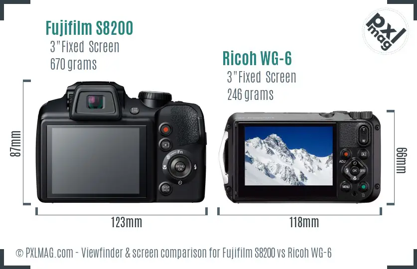 Fujifilm S8200 vs Ricoh WG-6 Screen and Viewfinder comparison