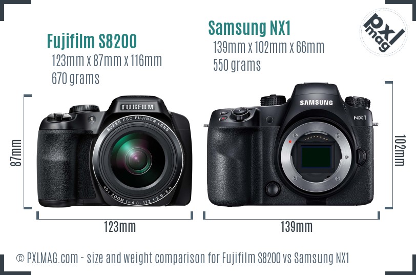 Fujifilm S8200 vs Samsung NX1 size comparison Fujifilm S8200 vs Samsung NX1 size comparison