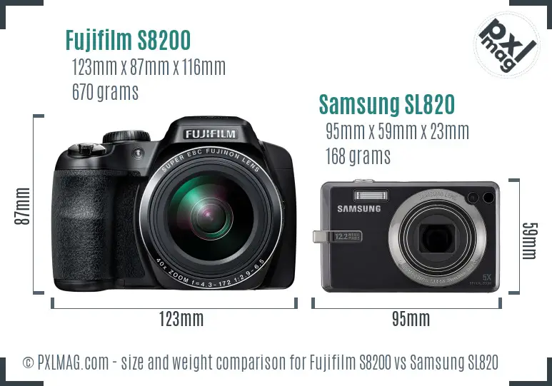Fujifilm S8200 vs Samsung SL820 size comparison Fujifilm S8200 vs Samsung SL820 size comparison