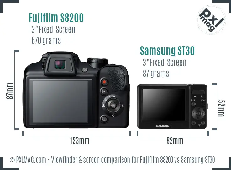 Fujifilm S8200 vs Samsung ST30 Screen and Viewfinder comparison Fujifilm S8200 vs Samsung ST30 Screen and Viewfinder comparison
