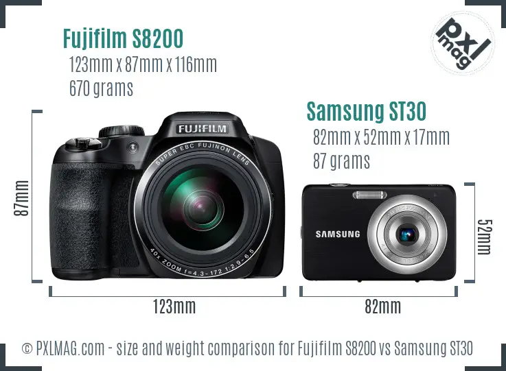 Fujifilm S8200 vs Samsung ST30 size comparison Fujifilm S8200 vs Samsung ST30 size comparison