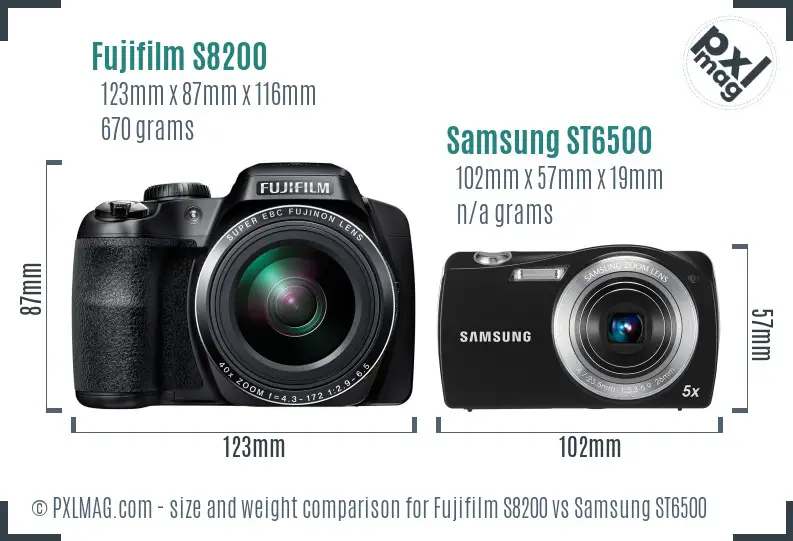 Fujifilm S8200 vs Samsung ST6500 size comparison Fujifilm S8200 vs Samsung ST6500 size comparison
