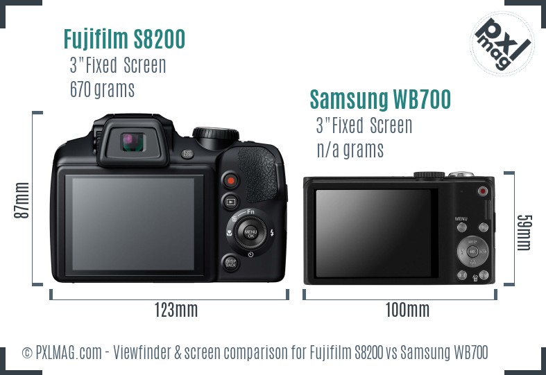 Fujifilm S8200 vs Samsung WB700 Screen and Viewfinder comparison