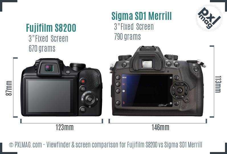 Fujifilm S8200 vs Sigma SD1 Merrill Screen and Viewfinder comparison