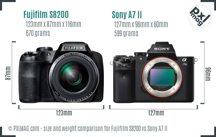 Fujifilm S8200 vs Sony A7 II size comparison Fujifilm S8200 vs Sony A7 II size comparison