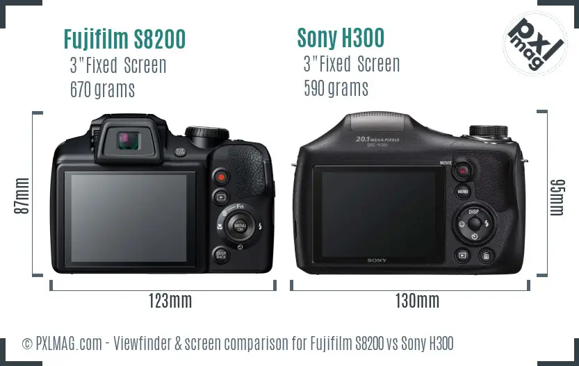 Fujifilm S8200 vs Sony H300 Screen and Viewfinder comparison