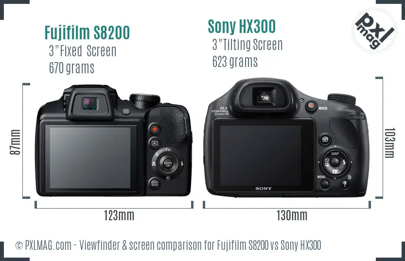 Fujifilm S8200 vs Sony HX300 Screen and Viewfinder comparison