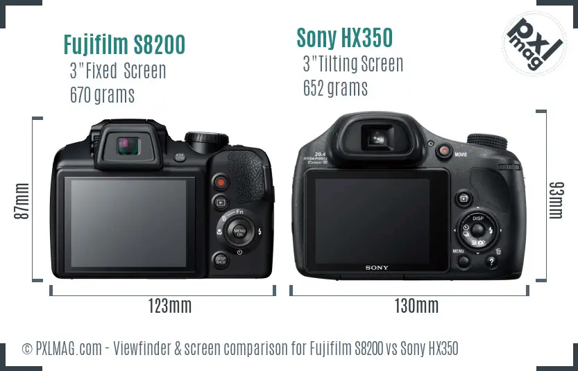 Fujifilm S8200 vs Sony HX350 Screen and Viewfinder comparison Fujifilm S8200 vs Sony HX350 Screen and Viewfinder comparison