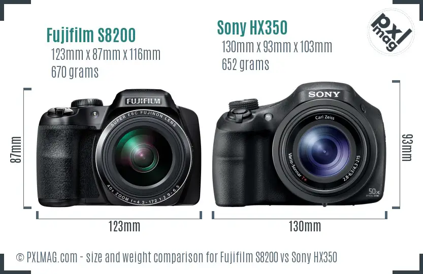 Fujifilm S8200 vs Sony HX350 size comparison Fujifilm S8200 vs Sony HX350 size comparison