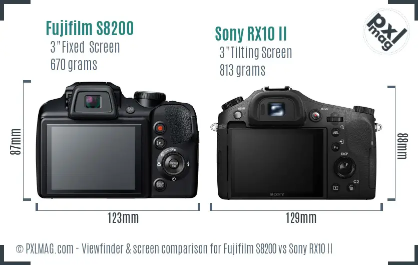 Fujifilm S8200 vs Sony RX10 II Screen and Viewfinder comparison