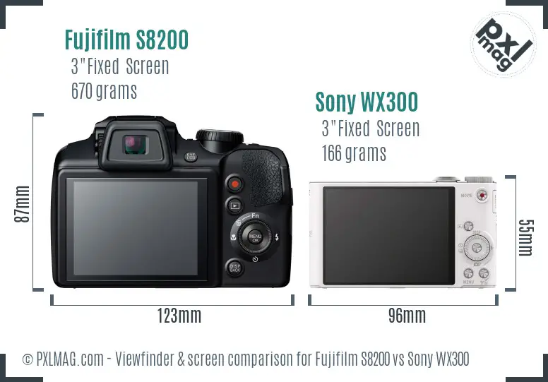 Fujifilm S8200 vs Sony WX300 Screen and Viewfinder comparison