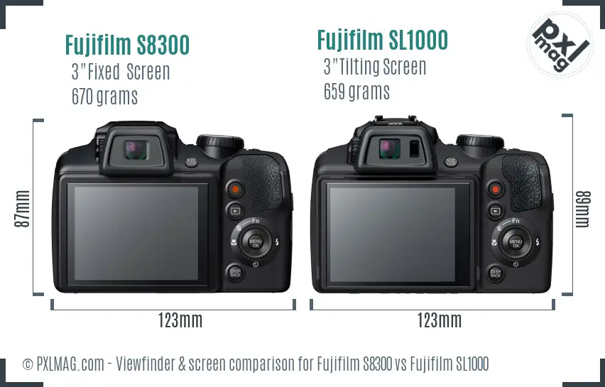 Fujifilm S8300 vs Fujifilm SL1000 Screen and Viewfinder comparison