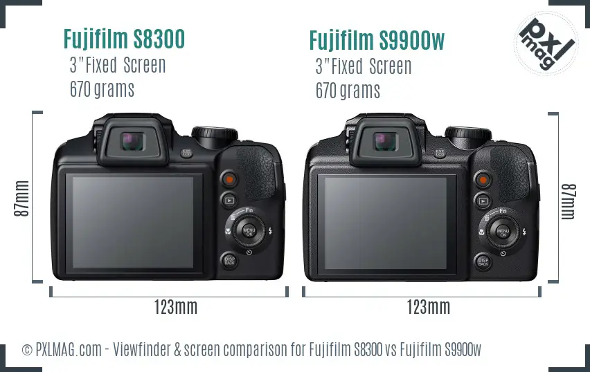 Fujifilm S8300 vs Fujifilm S9900w Screen and Viewfinder comparison